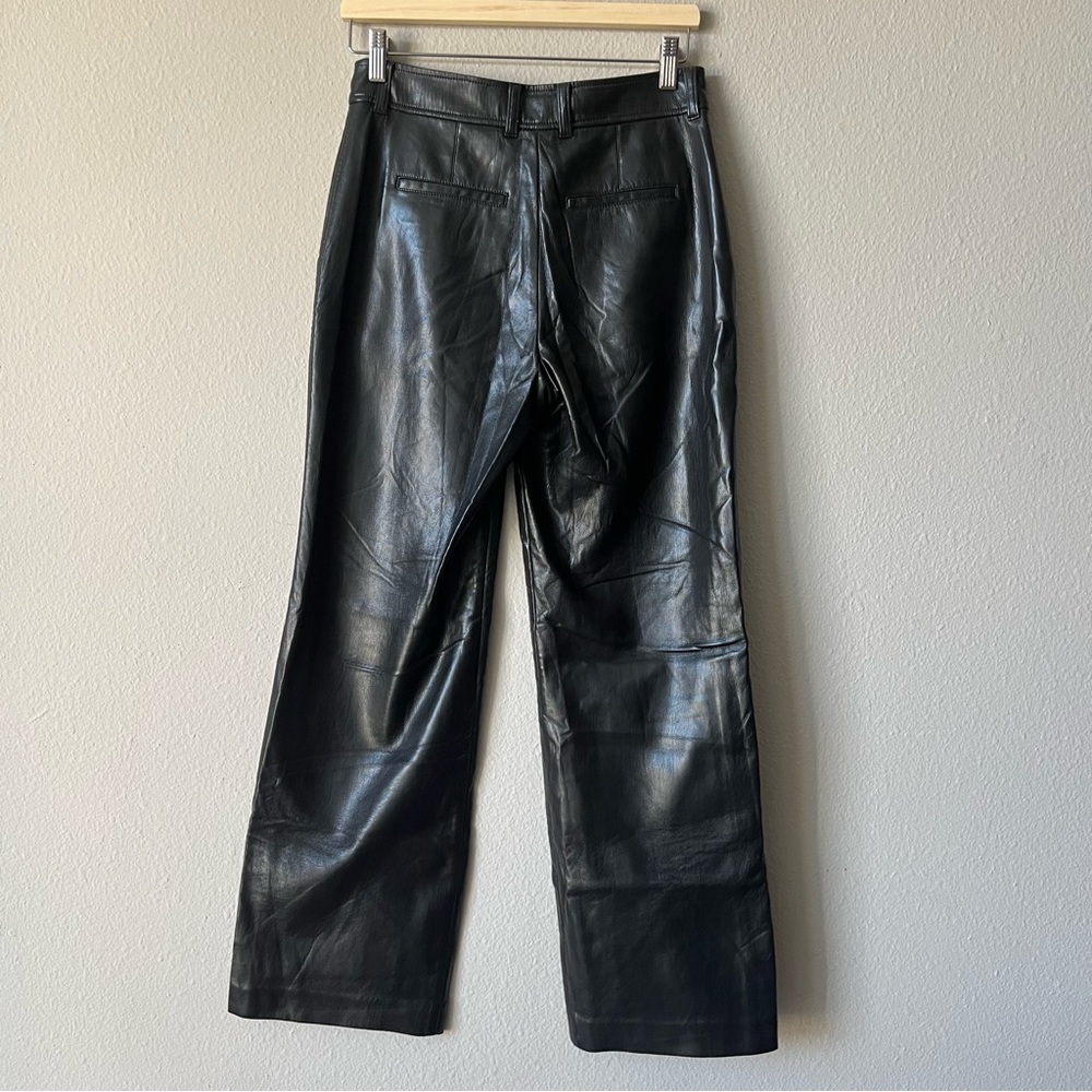Aritzia Babaton Black Faux Leather Straight-Leg Pants - Picture 3 of 6